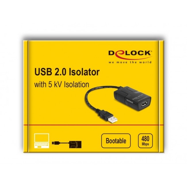 DeLOCK Isolator USB 2.0 Type-A male to female with 5 kV Isolation for data lines
