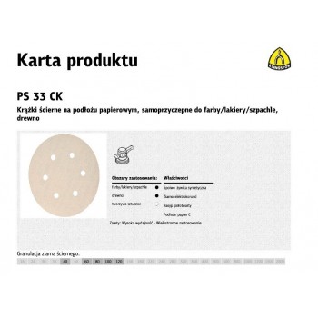 KLINGSPOR KRĄ EK 150 PS33CK gr. 60 OTW.GLS3/100 szt. SZPACHLA