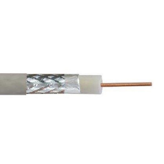 Kabel koncentryczny DIGITUS RG-6, 1.05mm Cu 75 Ohm, ekran (2x folia +oplot 77%), Eca, PVC,305m,bia y