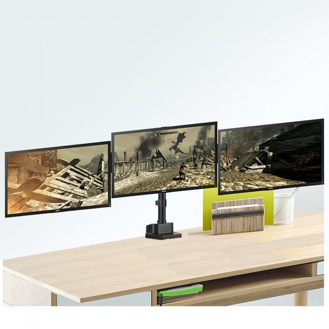 Maclean MC-811 Monitor Bracket Desk Mount Holder For 3 LCD LED Monitors USB 17'' - 27