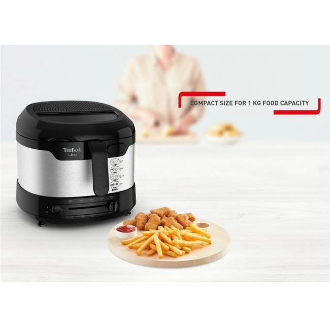 Tefal Uno FF215D Single Stand-alone 1600 W Deep fryer Black, Stainless steel