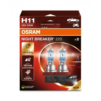 Bulb (Set of 2) H11 12V PGJ 19-2 NIGHT BREAKER 220 white 3700K