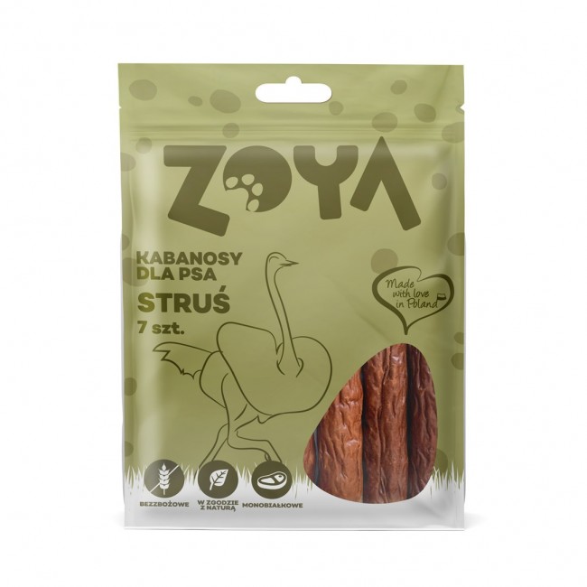 ZOYA Ostrich meat sausages - dog treat - 7 pcs