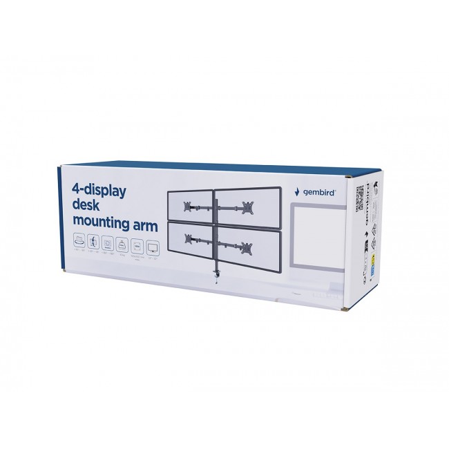 Gembird MA-D4-01 Adjustable desk 4-display mounting arm (rotate, tilt, swivel), 13 -32 , up to 10kg per screen