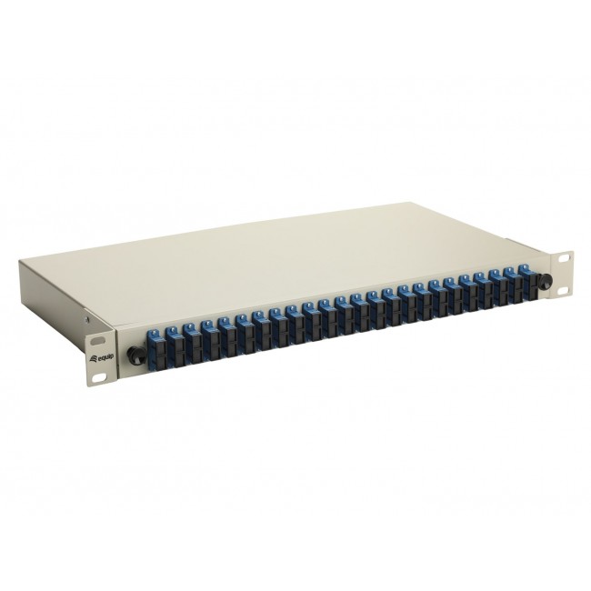 Equip 24-Port Fiber Optic Splice Box, SC Duplex, OS2, 1U, Equipped, Grey