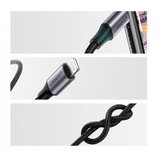 Ugreen 70509 mobile phone cable Silver 1 m 3.5mm Lightning