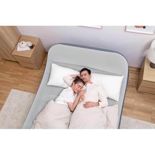 Bestway Tritech SleekFlow Headboard Air Mattress Queen with Built-in AC Pump and Antimicrobial Coating 2.26 m x 1.52 m x 84 cm