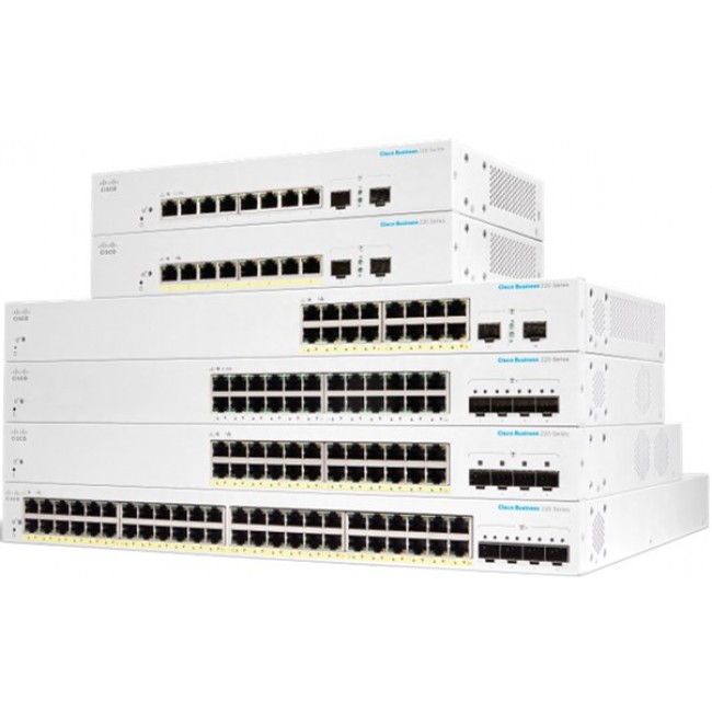 Cisco CBS220-8FP-E-2G-EU network switch Managed L2 Gigabit Ethernet (10/100/1000) Power over Ethernet (PoE) White