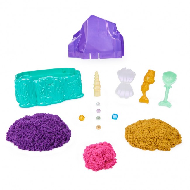 Kinetic Sand , Mermaid Crystal Playset, Over 1lb of Play Sand, Gold Shimmer Sand, Storage and Tools, Sensory Toys for Kids Ages 3 and up