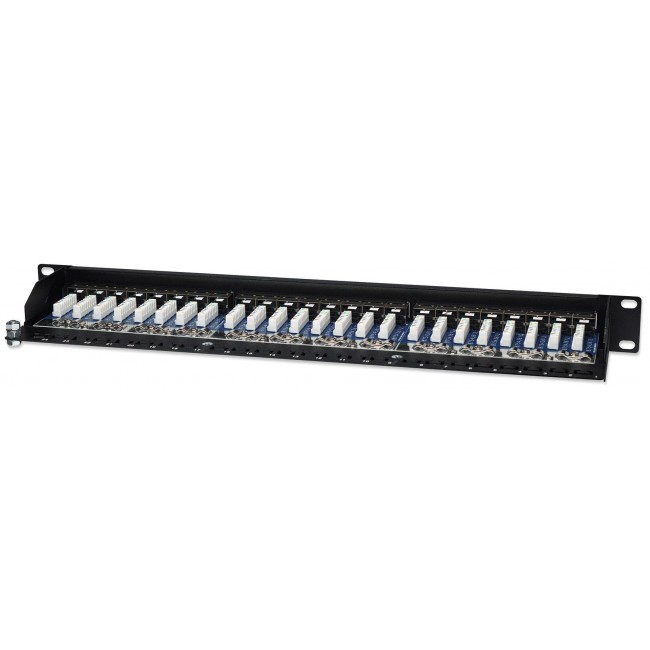 Intellinet Patch Panel, Cat5e, FTP, 24-Port, 1U, Shielded, 90 Top-Entry Punch-Down Blocks, Black Intellinet Patch Panel, Cat5e, FTP, 24-Port, 1U, Shielded, 90 Top-Entry Punch-Down Blocks, Black