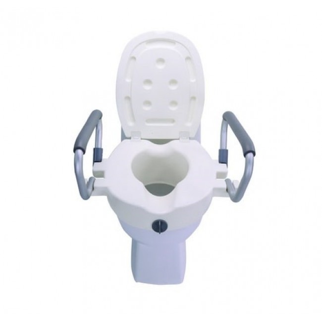 Raising toilet seat with foldable handrails AT51205