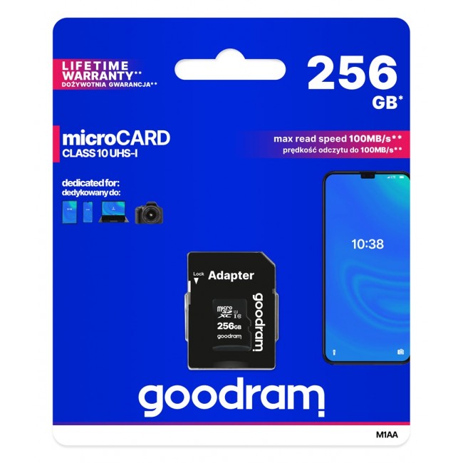 Goodram M1AA 256 GB MicroSDXC UHS-I Class 10 Goodram M1AA 256 GB MicroSDXC UHS-I Class 10