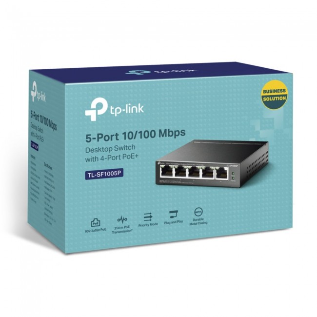 TP-Link 5-Port 10/100Mbps Desktop PoE Switch with 4-Port TP-Link 5-Port 10/100Mbps Desktop PoE Switch with 4-Port
