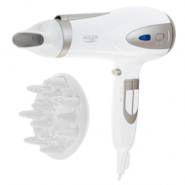 ADLER AD 2248WC HAIR DRYER, WHITE AND CHAMPAGNE