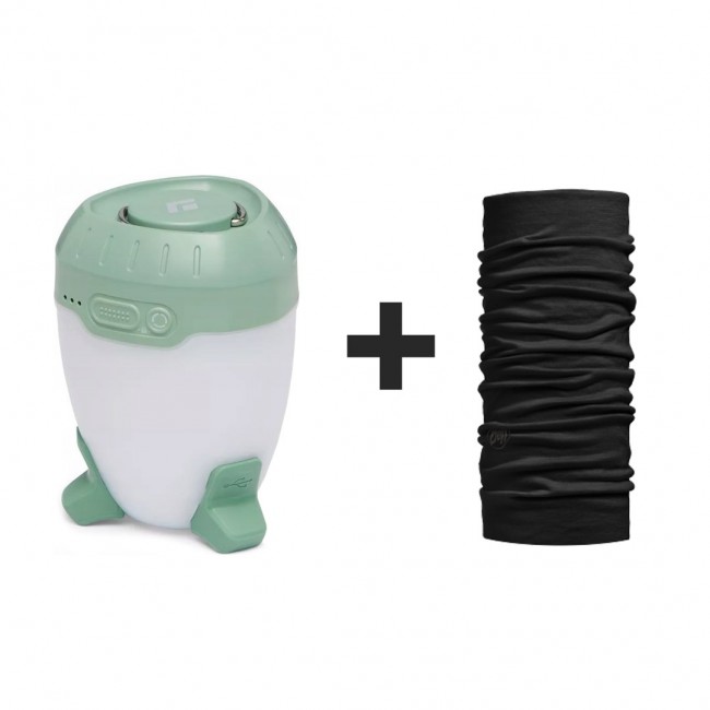 Black Diamond ORBITER 450 LANTERN Desert Sage camping torch + BUFF MERINO LIGHTWEIGHT SOLID BLACK multifunctional scarf