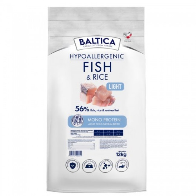 BALTICA Nutraceutic Hypoallergenic Light M Fish with rice - dry dog food - 12kg
