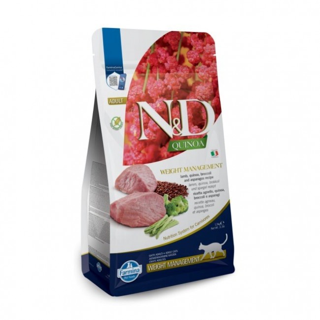 FARMINA N&D Quinoa Weight Management Lamb - such krmivo pro kočky - 5kg FARMINA N&D Quinoa Weight Management Lamb - such krmivo pro kočky - 5kg
