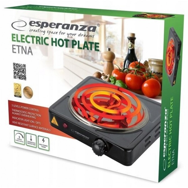Esperanza EKH012K hob Black Countertop 21 cm 1 zone(s) Esperanza EKH012K hob Black Countertop 21 cm 1 zone(s)