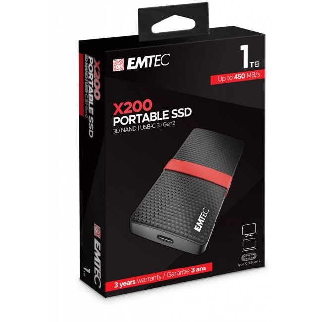 Emtec X200 1 TB USB Type-C 3.2 Gen 1 (3.1 Gen 1) Black, Red