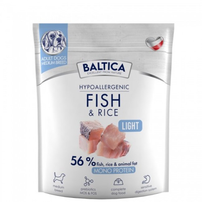 BALTICA Nutraceutic Hypoallergenic Light M Fish with rice - dry dog food - 1kg