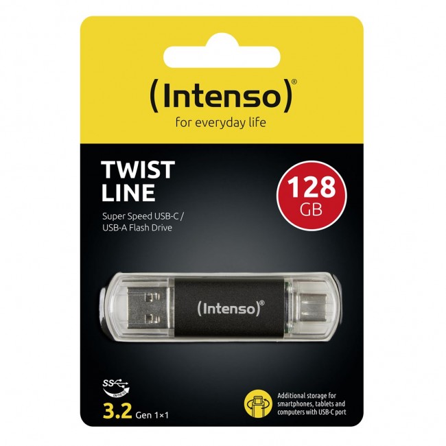 Intenso Twist Line USB flash drive 128 GB USB Type-A / USB Type-C 3.2 Gen 1 (3.1 Gen 1) Anthracite
