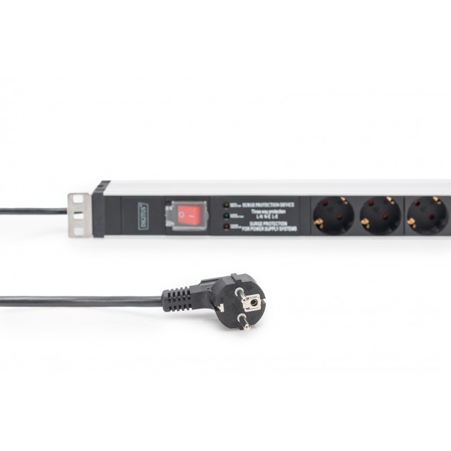 Digitus Socket strip with aluminum profile and switch, surge protection, integrated line filter, 5-way safety sockets, 2 m cable safety plug Digitus Socket strip with aluminum profile and switch, surge protection, integrated line filter, 5-way safety sockets, 2 m cable safety plug