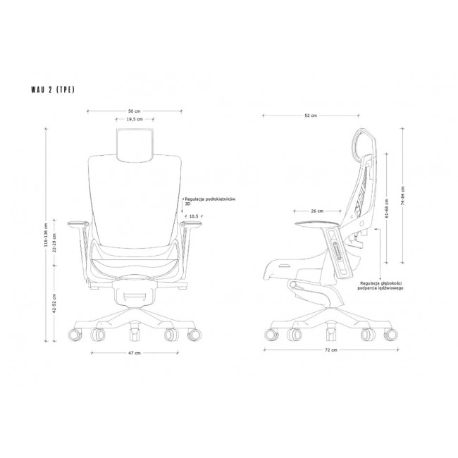 Wau 2 TPE-8 office chair, grey/black elastomer Wau 2 TPE-8 office chair, grey/black elastomer