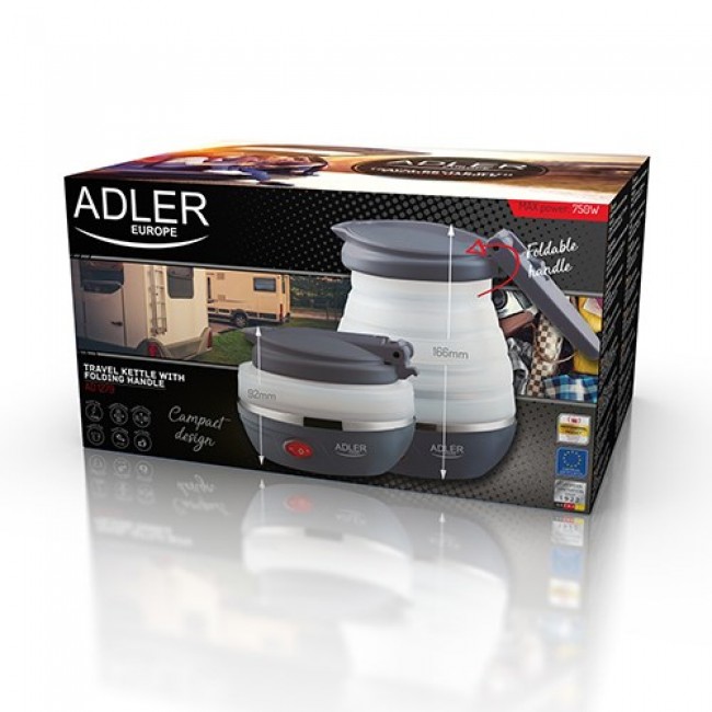 Adler AD 1279 electric kettle 0.6 L 750 W Black, White Adler AD 1279 electric kettle 0.6 L 750 W Black, White