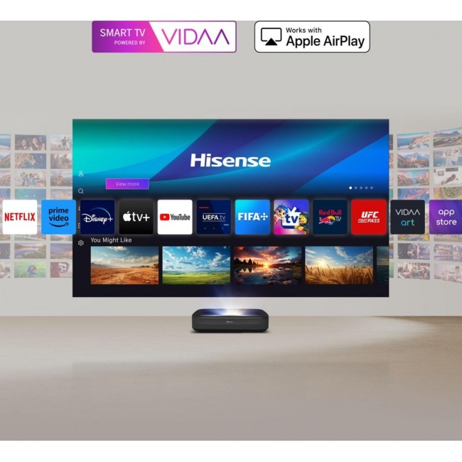 Hisense Laser TV PL2 Ultra short throw projector 2700 ANSI lumens DLP UHD 4K (3840x2160) 3D Black Hisense Laser TV PL2 Ultra short throw projector 2700 ANSI lumens DLP UHD 4K (3840x2160) 3D Black