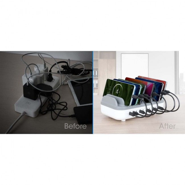 Manhattan 10-port USB-C Charging Station, USB-C Output: 10x 20W, Max 200W, Mains AC power (inc US/EU/UK adapters)