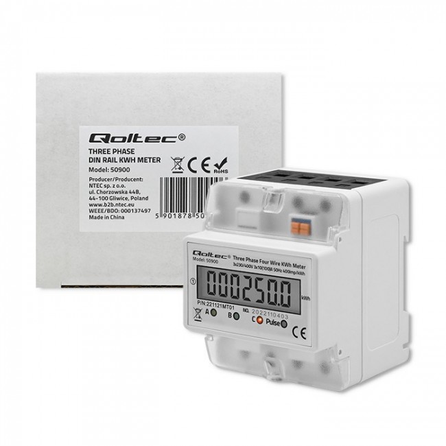 Three phase consumption meter, 230V,