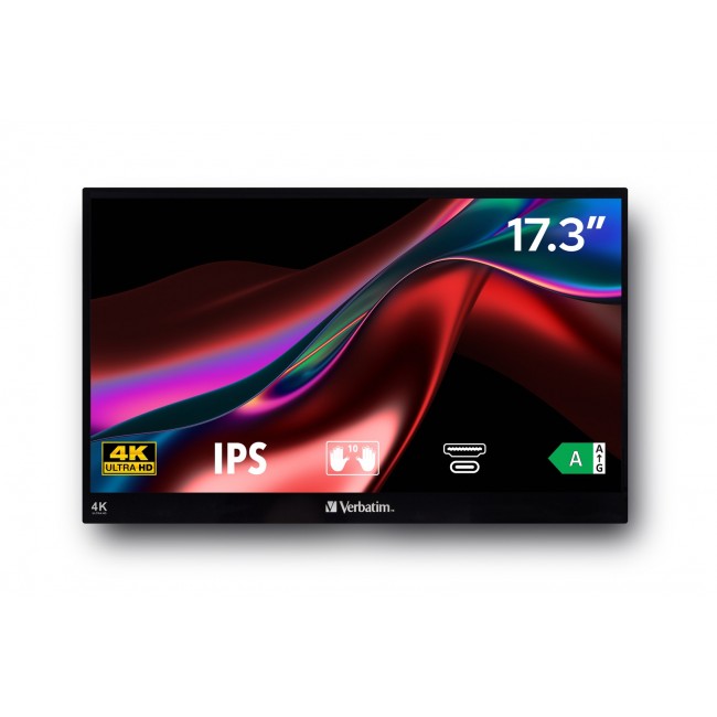 Verbatim Portable Touchscreen Monitor Ultra HD 4K - 17.3 