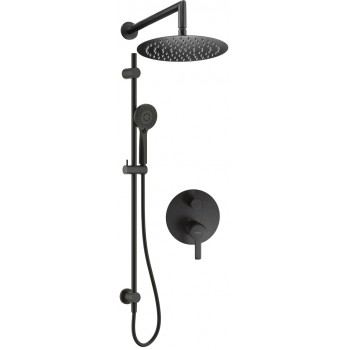 Concealed shower set with rail - with overhead shower