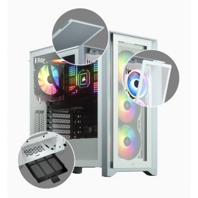 Corsair iCUE 4000X RGB Midi Tower White Corsair iCUE 4000X RGB Midi Tower White