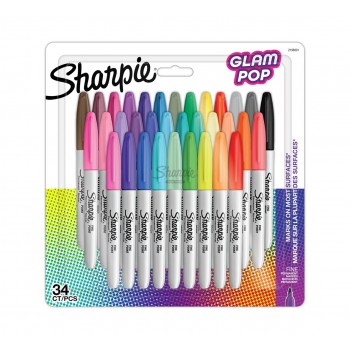 Sharpie 2198891 marker 34 pc(s) Fine tip Black, Green, Orange, Pink, Purple, Red, Yellow