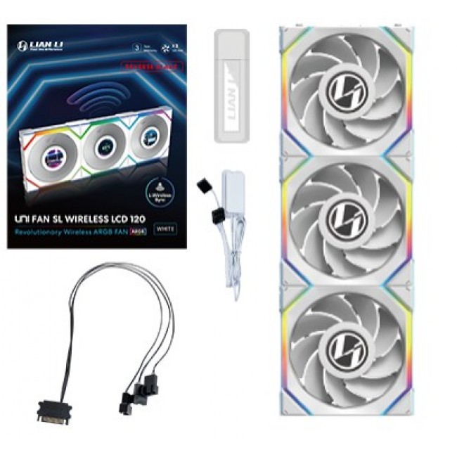 Lian Li UNI FAN SL Wireless LCD 120 Reverse Blade Computer case 12 cm White 3 pc(s) Lian Li UNI FAN SL Wireless LCD 120 Reverse Blade Computer case 12 cm White 3 pc(s)