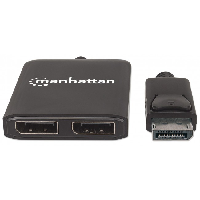Manhattan DisplayPort 1.2 to 2-Port DisplayPort 1.2 Splitter Hub with MST, 4K@30Hz, USB-A Powered, Video Wall Function, Black, MST Multi-Stream Transport, 3 Year Warranty Manhattan DisplayPort 1.2 to 2-Port DisplayPort 1.2 Splitter Hub with MST, 4K@30Hz, USB-A Powered, Video Wall Function, Black, MST Multi-Stream Transport, 3 Year Warranty