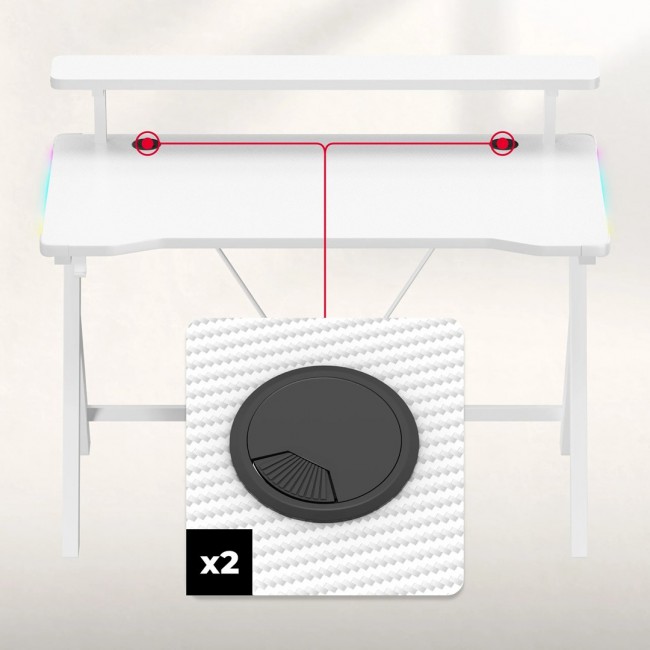 Huzaro Hero 1.9 RGB White Gaming Desk Huzaro Hero 1.9 RGB White Gaming Desk