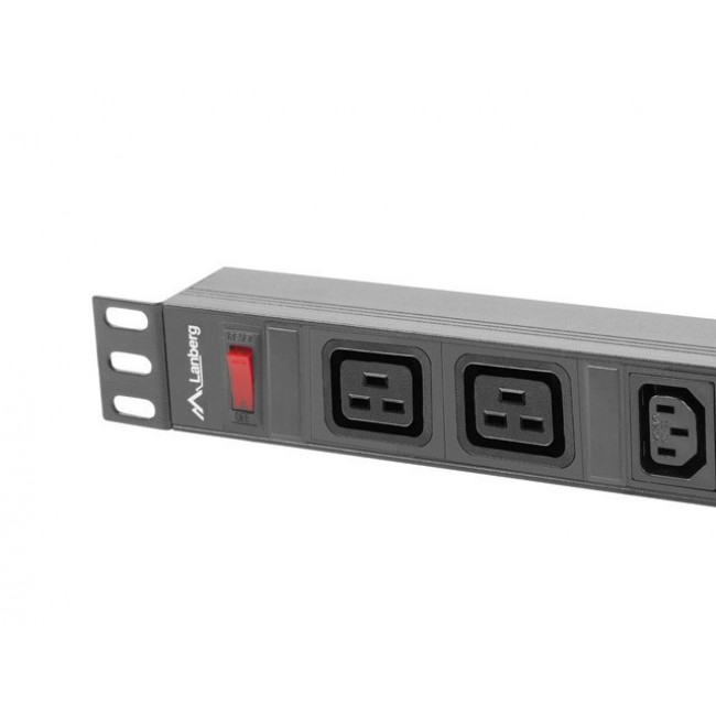 Lanberg PDU-02I1908I-0200-C20-BK power distribution unit (PDU) 10 AC outlet(s) 1U Black