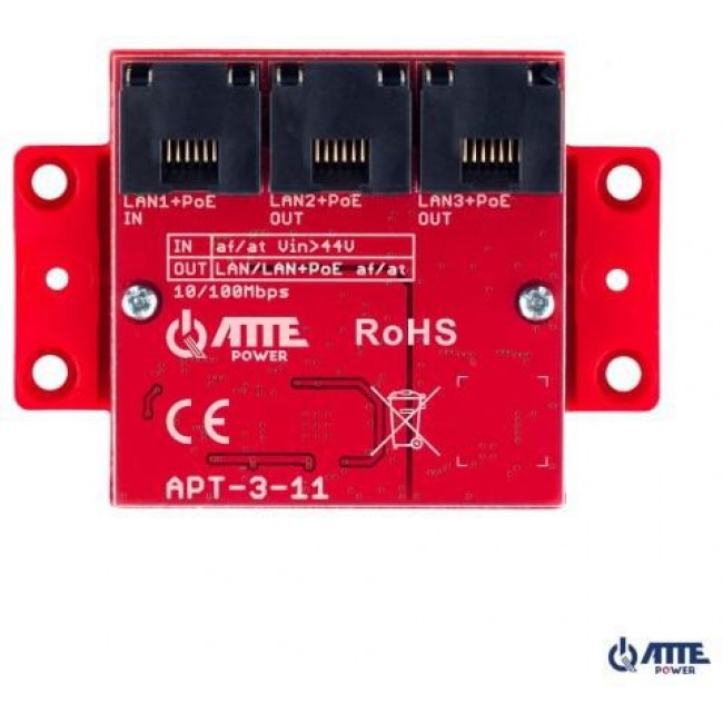 ATTE APT-3-11 3-port PoE Switch 10/100Mbps, extender ATTE APT-3-11 3-port PoE Switch 10/100Mbps, extender