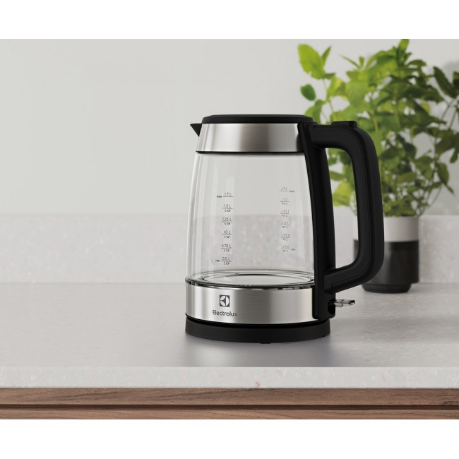 Electrolux E4GK1-4GB electric kettle 1.7 L 2200 W Black, Stainless steel, Transparent