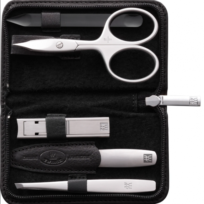 Zwilling Twinox Travel Set - Black Leather Case, 5 Pieces - Black