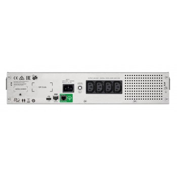 APC Smart-UPS C, Line Interactive, 1000VA, Rackmount 2U, 230V, 4x IEC C13 outlets, SmartConnect port, USB and Serial communication, AVR, Graphic LCD
