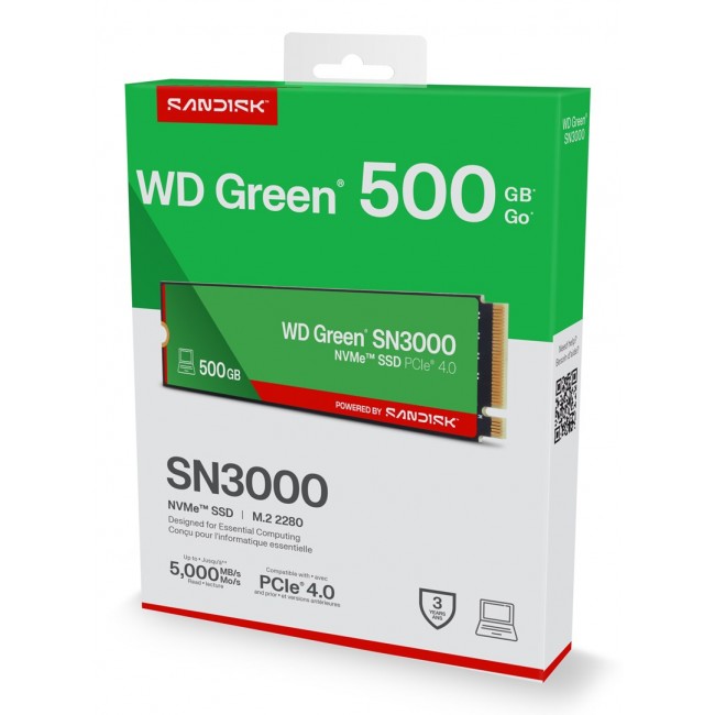 Western Digital Green WD SN3000 NVMe SSD POWERED BY SANDISK 500 GB