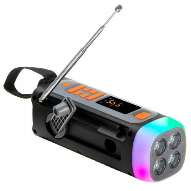 Adler AD 1920 Emergency radio Solar panel / Crank / Powerbank 4500 mAh Black