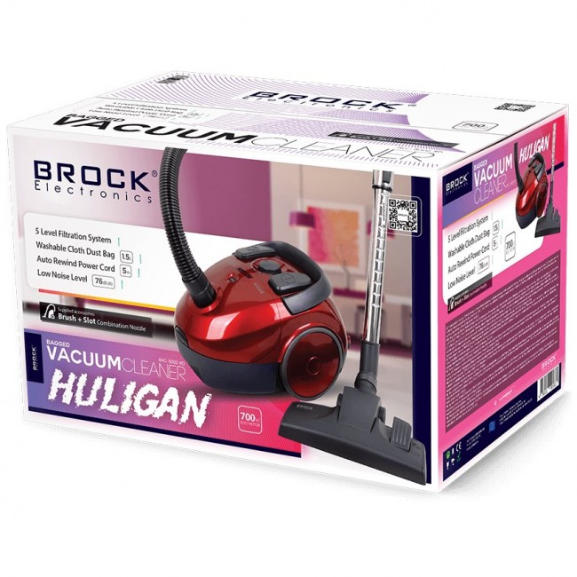 Brock Electronics BVC 5002 RD vacuum 1.5 L Drum vacuum Dry 700 W Bagless