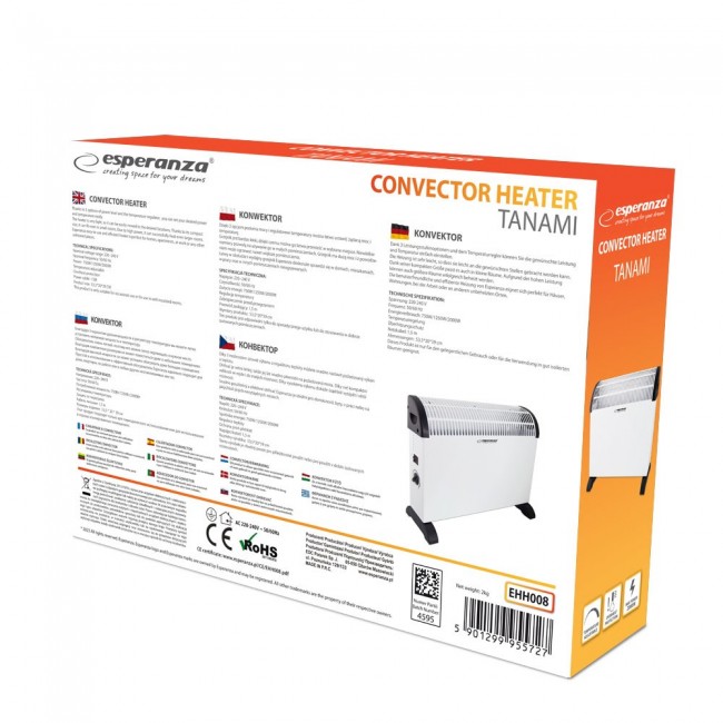 Esperanza EHH008 electric space heater Indoor White 2000 W Convector electric space heater Esperanza EHH008 electric space heater Indoor White 2000 W Convector electric space heater