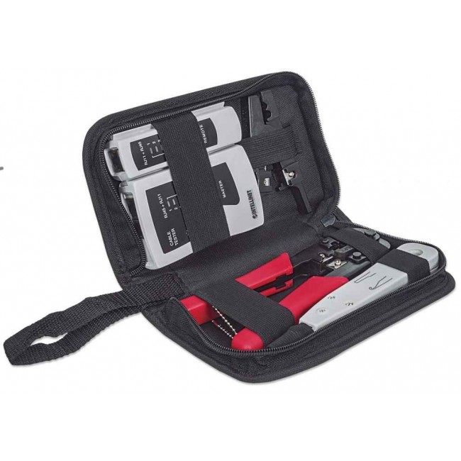 Intellinet 4-Piece Network Tool Kit, 4 Tool Network Kit Composed of LAN Tester, LSA punch down tool, Crimping Tool and Cut and Stripping tool