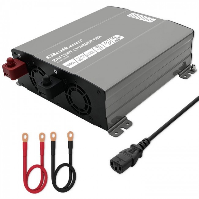 Qoltec Smart Professional Monolith Battery Charger for LiFePO4 AGM GEL SLA batteries | 90A | 12V | Fast charging Qoltec Smart Professional Monolith Battery Charger for LiFePO4 AGM GEL SLA batteries | 90A | 12V | Fast charging