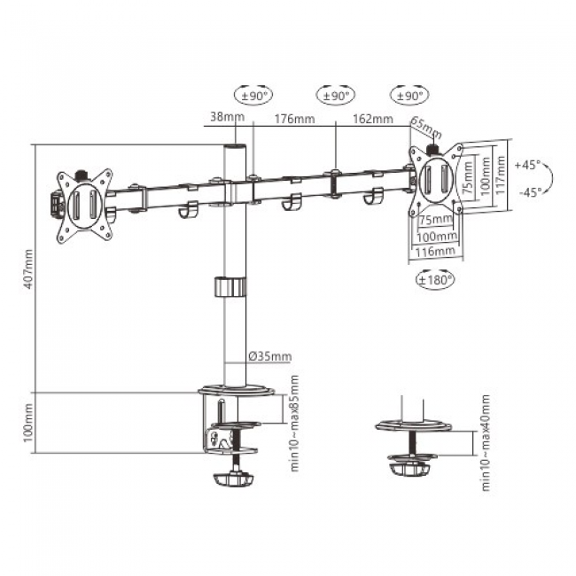 Gembird MA-D2-01 monitor mount / stand 81.3 cm (32 Gembird MA-D2-01 monitor mount / stand 81.3 cm (32